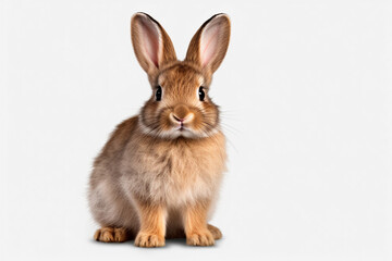 Fototapeta premium Transparent Tranquility: Rabbit Portrayed Alone in a Clear Background