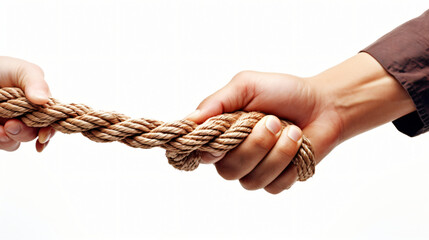 Conflict tug-of-war business combative rope - obrazy, fototapety, plakaty