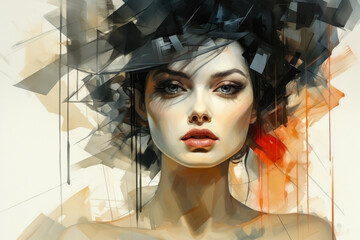 Geometric abstract woman portrait