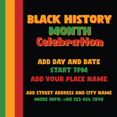 Black history month celebration poster flyer or  social media post design