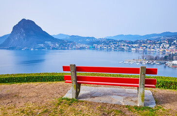 The viewing terrace of Parco San Michele, Castagnola, Lugano, Switzerland
