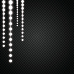 Various LED stripes on a black and transparent background, glowing LED garlands.