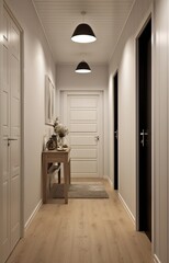style of scandinavian, corridor with door