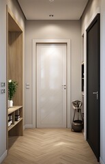 Fototapeta na wymiar style of scandinavian, corridor with door