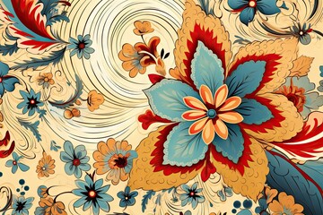 textile material with flowers