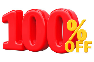 Special 100 percent off sale - 3d render red number