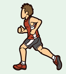 Fototapeta na wymiar A Boy Running Action Movement Cartoon Sport Graphic Vector
