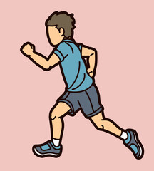 A Boy Running Action Movement Cartoon Sport Graphic Vector