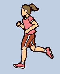 Fototapeta na wymiar A Girl Running Action Movement Cartoon Sport Graphic Vector