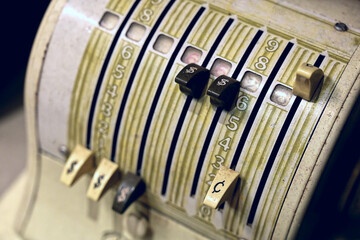 Close up view of a Vintage check printing machine