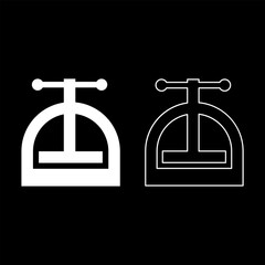 Manual press set icon white color vector illustration image solid fill outline contour line thin flat style