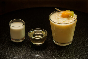 Melon milk syrup smoothie drink concept