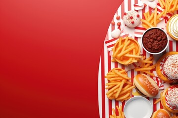 fast food design pattern or junk food design background AI Generative