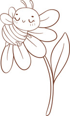 Bee with flower outline