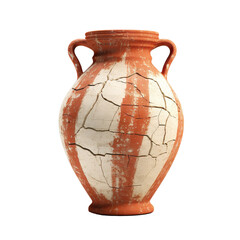 Ancient cracked amphora, cut out - obrazy, fototapety, plakaty