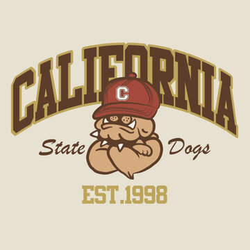 California varsity design with mascot bulldog