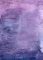 Violet purple tone. Abstract watercolor hand drawn background. Natural color grunge texture