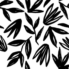Modern abstract floral vector pattern. Collage contemporary seamless pattern. Hand drawn cartoon style pattern. Minimalism