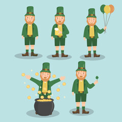 Set  of Saint Patrick's characters elements 