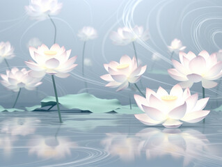 Fototapeta na wymiar gentle lotus on blue water background