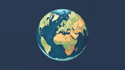 Earth globe isolated on blue background.