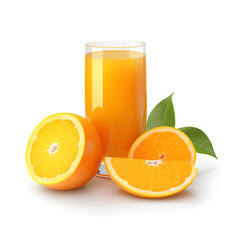 orange juice on white background.