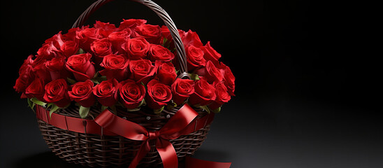 Valentines Day Red Rose Basket Deliveries. Express Love with Beautifully Arranged Roses