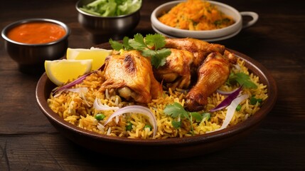 Delicious Homemade Asian Food with Flavorful Curry and Aromatic Rice generated by AI tool 