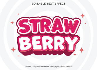 strawberry editable text effect template use for business brand and logo