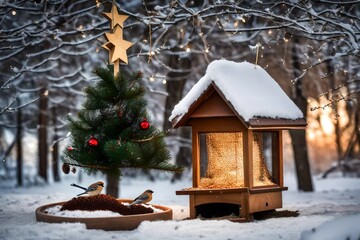 **bird feeder and christmas tree-