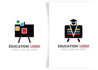 education and graduation book, cap icon logo template design concept