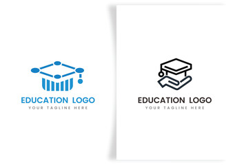 education and graduation book, cap icon logo template design concept