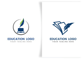 education and graduation book, cap icon logo template design concept