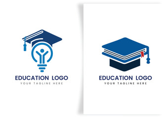education and graduation book, cap icon logo template design concept