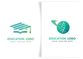 education and graduation book, cap icon logo template design concept