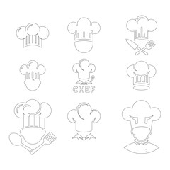 Chef's Hat vector line art set