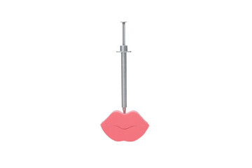 PNG, hyaluronic acid with a syringe injected into the lips, isolated on a white background.
