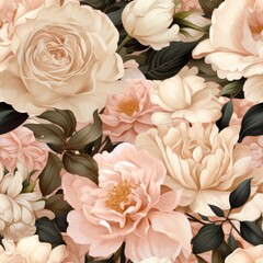 Seamless floral pattern. Botanical illustration tile for wallpaper, textile or paper.