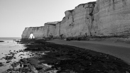 Chalk cliffs near Etretat on a sunny day in summer