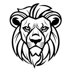 angry lion face logo icon silhouette vector illustration clipart isolated on white background