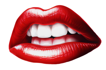 Sexy Women's Lips, Mouth, Teeth. Transparent background