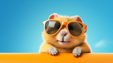 Cute Cartoon Hamster Wearing Sunglasses