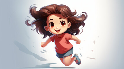 Cute Cartoon Little Girl Character