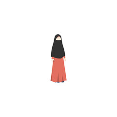 set of woman in orange hijab people