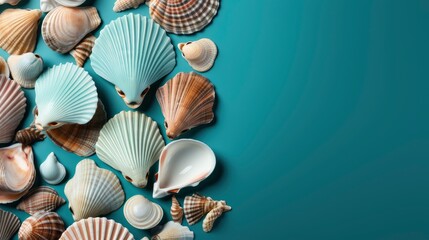 Seashells On Blue Backgrou, HD, Background Wallpaper, Desktop Wallpaper