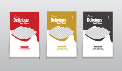 Fototapeta premium food restaurant tabletop banners design template