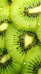 fresh green kiwi slice with water, wallpaper