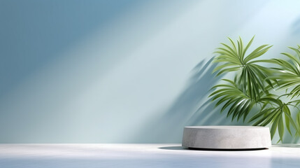 Plant against a blue wall mockup