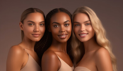 Portrait of beauty female models with smooth skin
