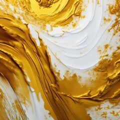 abstract background with gold and white paint.